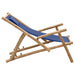 Deck Chair in Bamboo and Canvas Navy Blue - Little and Giant Explorers vidaXL