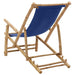 Deck Chair in Bamboo and Canvas Navy Blue - Little and Giant Explorers vidaXL