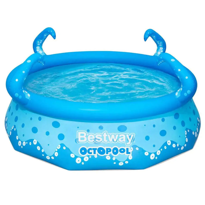 Bestway Octopool inflatable kids pool with blue tentacle sprayer arms and water inside