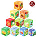 Montessori stacking cubes set of 10 with colorful animal and farm illustrations for kids