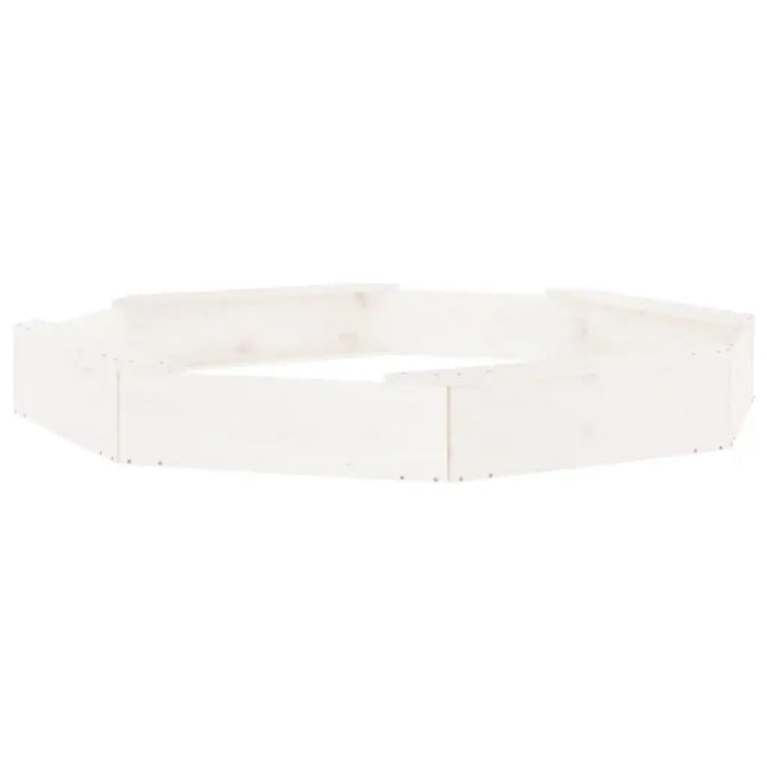 Extra-large white square wooden sandbox with bottomless design on white background