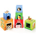 Farm animal stacking cubes toy with colorful blocks, numbers, and animal figures