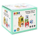 SOKA stacking cubes toy box featuring farm animals, colors, numbers, and wooden blocks.