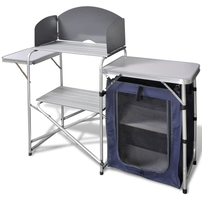 Foldable Camping Kitchen Unit with Aluminium Windshield - Little and Giant Explorers vidaXL