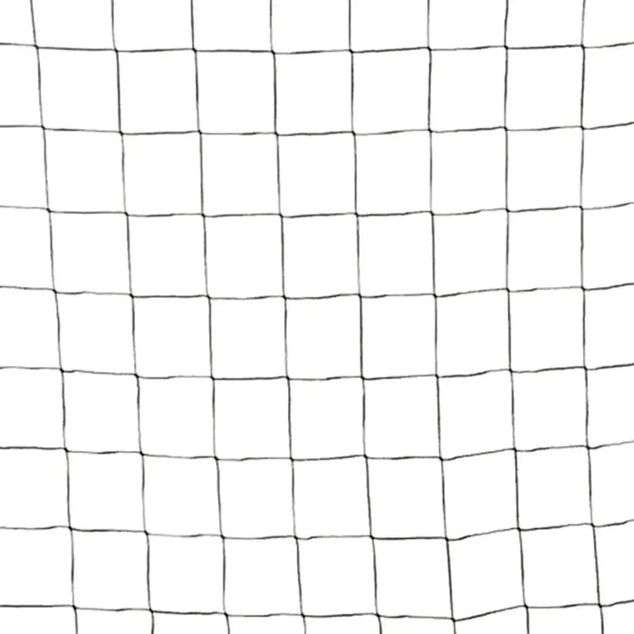 Close-up of portable football goal polyester net with square grid pattern.