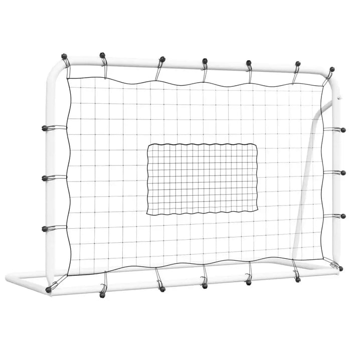 Football net rebounder with white steel frame and black PE net for training