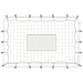 Football net rebounder with white and black steel frame and PE net, rectangular target area