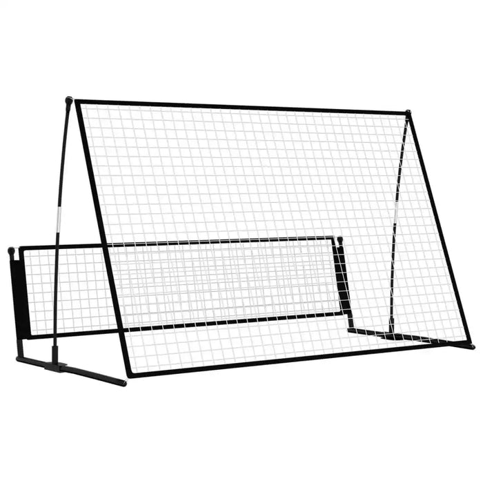 Football rebounder net with steel and fibreglass frame for multi-angle training