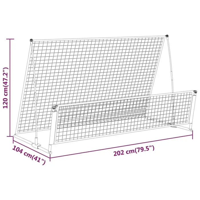 Football rebounder net 202x120cm with steel and fiberglass frame, multi-angle training aid