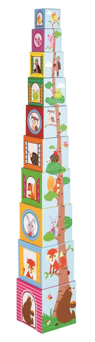 Forest animal stacking cubes eco-friendly cardboard toy with numbers and colorful animal illustrations