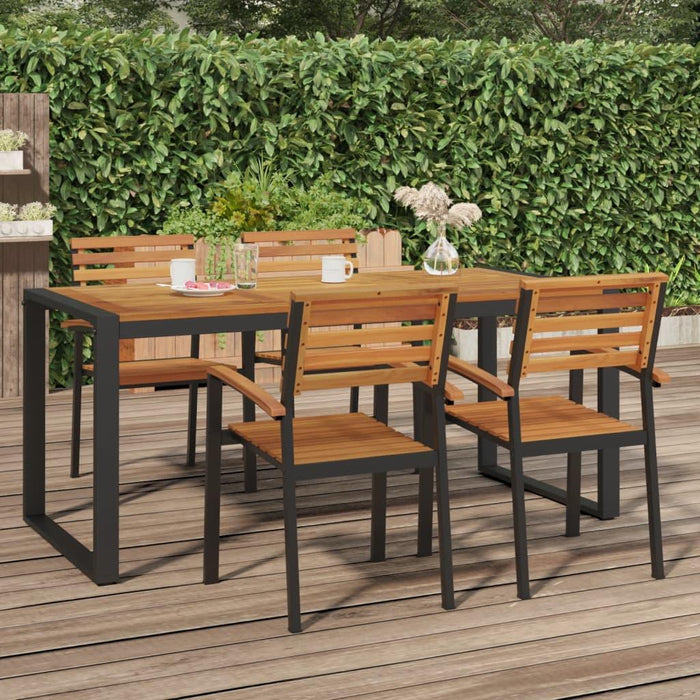 Garden Table with U-shaped Legs in Solid Wood Acacia - Little and Giant Explorers vidaXL