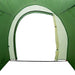 Green taffeta storage tent with open zippered doorway, indoor lightweight shelter