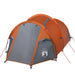 Grey and orange 3-person taffeta camping tent with guy lines and outdoor logo