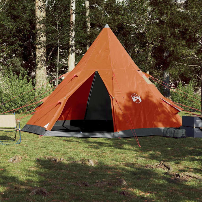 Grey and Orange Taffeta Camping Tent (4 persons) - Little and Giant Explorers vidaXL