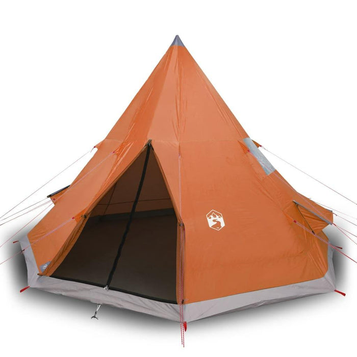 Grey and Orange Taffeta Camping Tent (4 persons) - Little and Giant Explorers vidaXL