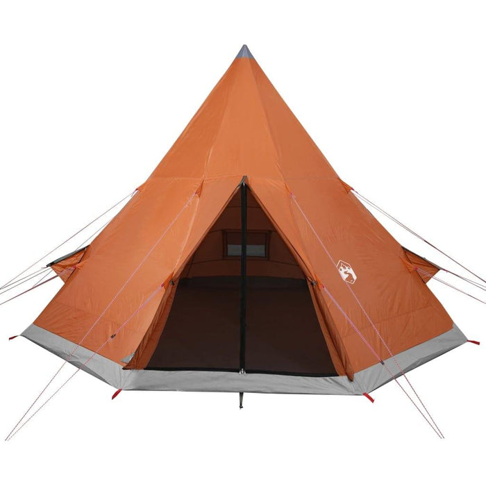 Grey and Orange Taffeta Camping Tent (4 persons) - Little and Giant Explorers vidaXL