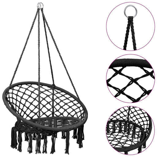 Hammock Swing Chair in Anthracite - Little and Giant Explorers vidaXL