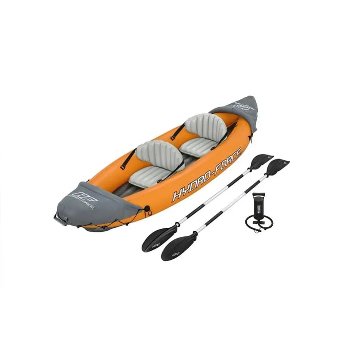 Hydro-Force Rapid X2 inflatable kayak set, orange 2-person boat with paddles and pump