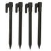 Set of four black plastic stakes with hooks, shown on a white background.