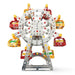 STEM Ferris wheel metal construction kit with colorful red and yellow parts on white background