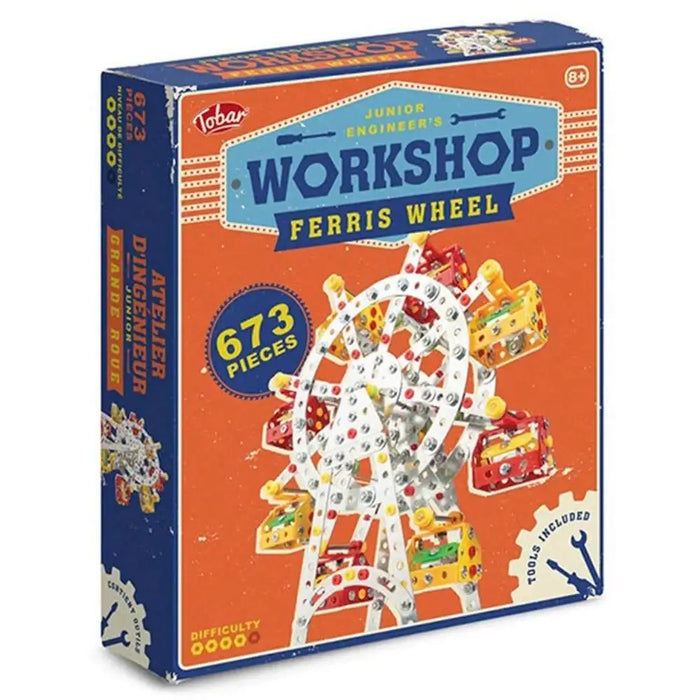 Junior Engineer's Workshop Ferris Wheel STEM kit box with 673 pieces, tools included