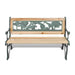 Kids wooden garden bench with bronze animal pattern and natural wood slats