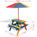 Kids' Multi-Colour Picnic Table with Benches and Parasol - Little and Giant Explorers vidaXL