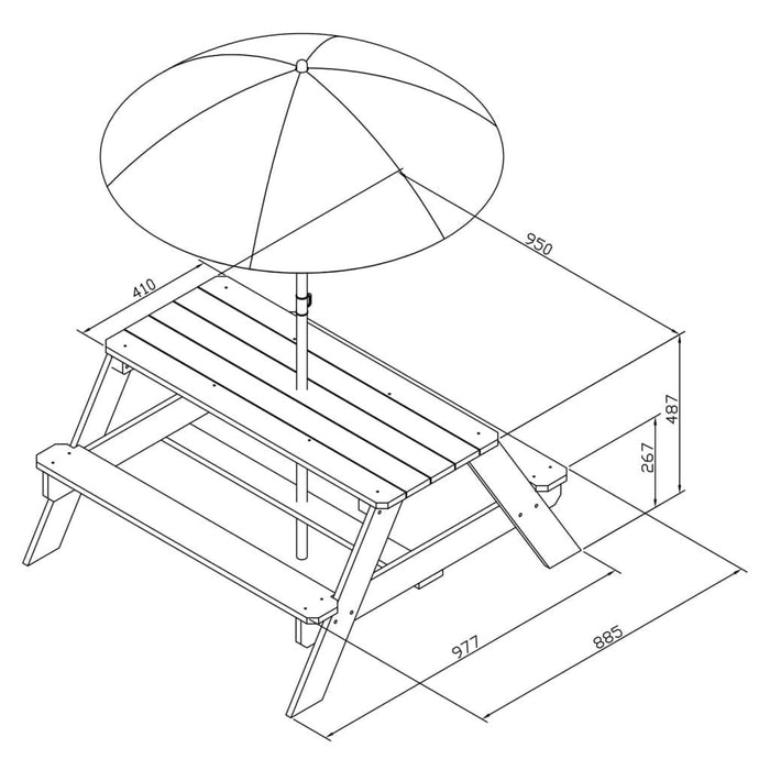 Children Picnic Table with Umbrella - Little and Giant Explorers AXI