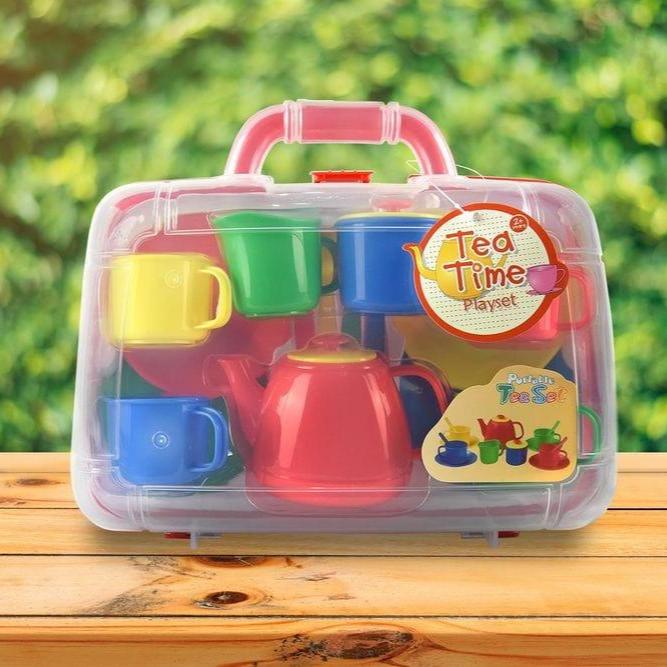 Portable Plastic Tea Set with Carry Case - Little and Giant Explorers Vinsani