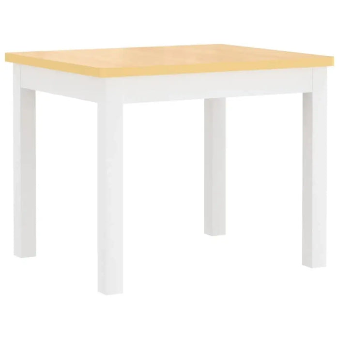 Kids wooden table with white legs and light beige top, modern children's furniture