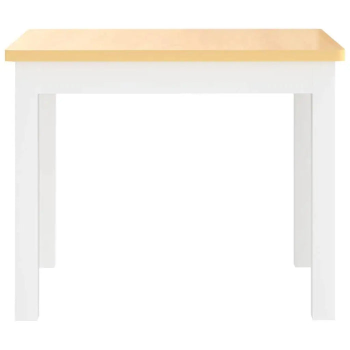 Kids table with white legs and light beige wooden top, minimalist children's furniture