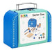 Kids wooden doctor set with blue carry case, toy medical tools, and SOKA branding