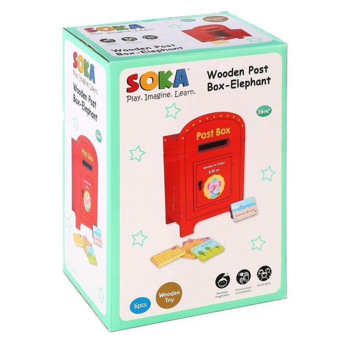 Wooden Post Box with Mail - Little and Giant Explorers SOKA Play Imagine Learn