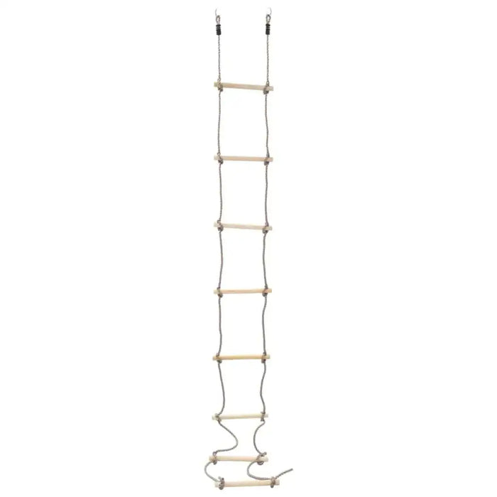 Kids wooden rope ladder with 8 pine wood steps and PE ropes on white background