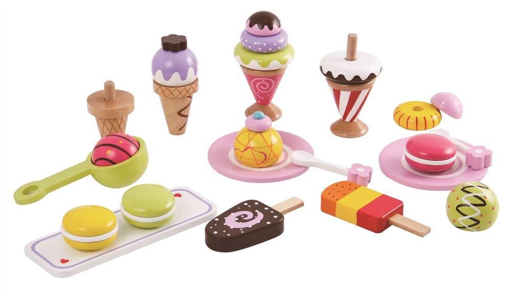 Wooden 25 Pieces Ice Cream Selection Play Set - Little and Giant Explorers Lelin