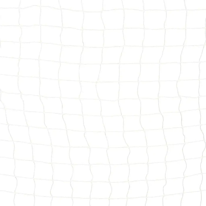 Close-up of weather-resistant football goal net with square mesh pattern