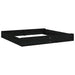 Large square wooden sandbox in premium black finish on white background