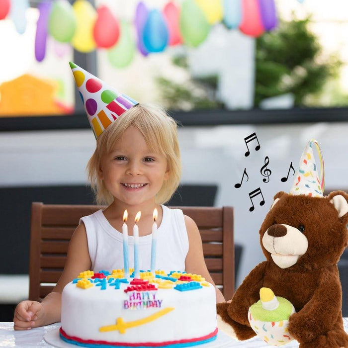 Make A Wish Happy Birthday Singing Bear - Little and Giant Explorers Toyland