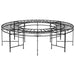 Black metal round tree bench, weather-resistant, steel wrap-around garden seat