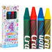 4 pack mini wax crayons in red, green, blue, yellow with colorful non-toxic packaging