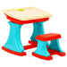 Colorful plastic children's learning desk with stool, foldable design for educational activities