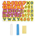 Children’s learning easel set with colorful magnetic letters, numbers, chalk, and eraser