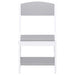 White and gray children's chair with simple, modern design, wooden frame and flat seat