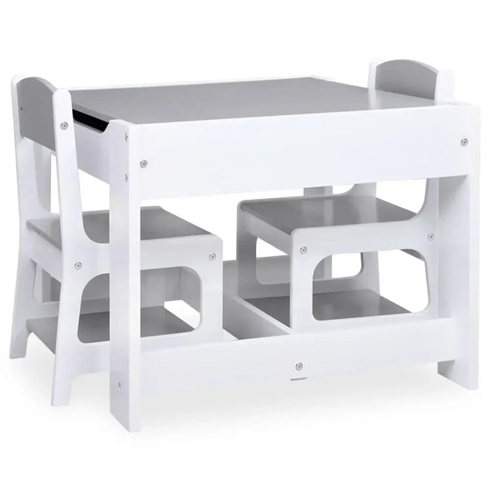 White multi-purpose children's table and two chair set with modern design