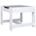 White wooden children's table with a dual-sided gray top and sturdy construction