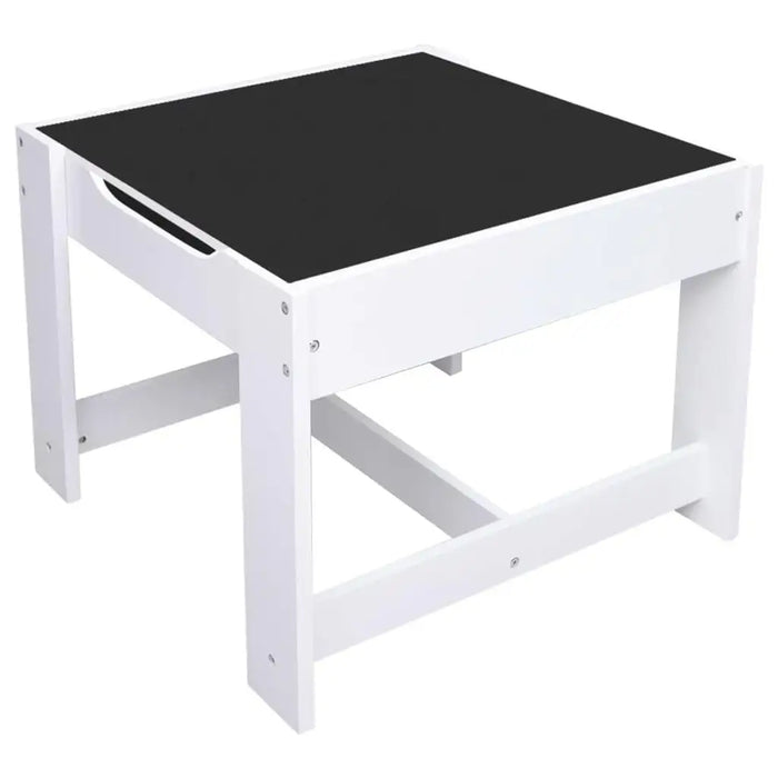 White multi-purpose children's table with a black double-sided tabletop.