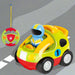 Yellow toddler remote control car toy with blue driver and matching red-green controller