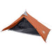 Orange one-person taffeta camping tent with mesh door and stakes for outdoor use