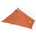 Orange taffeta 1-person camping tent with gray trim on a white background.