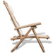 Outdoor bamboo deck chair with canvas seat on white background